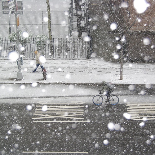 Vélo sous la neige