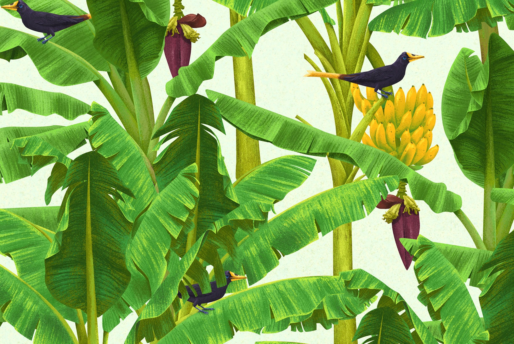 Bananiers & oiseaux (détail)