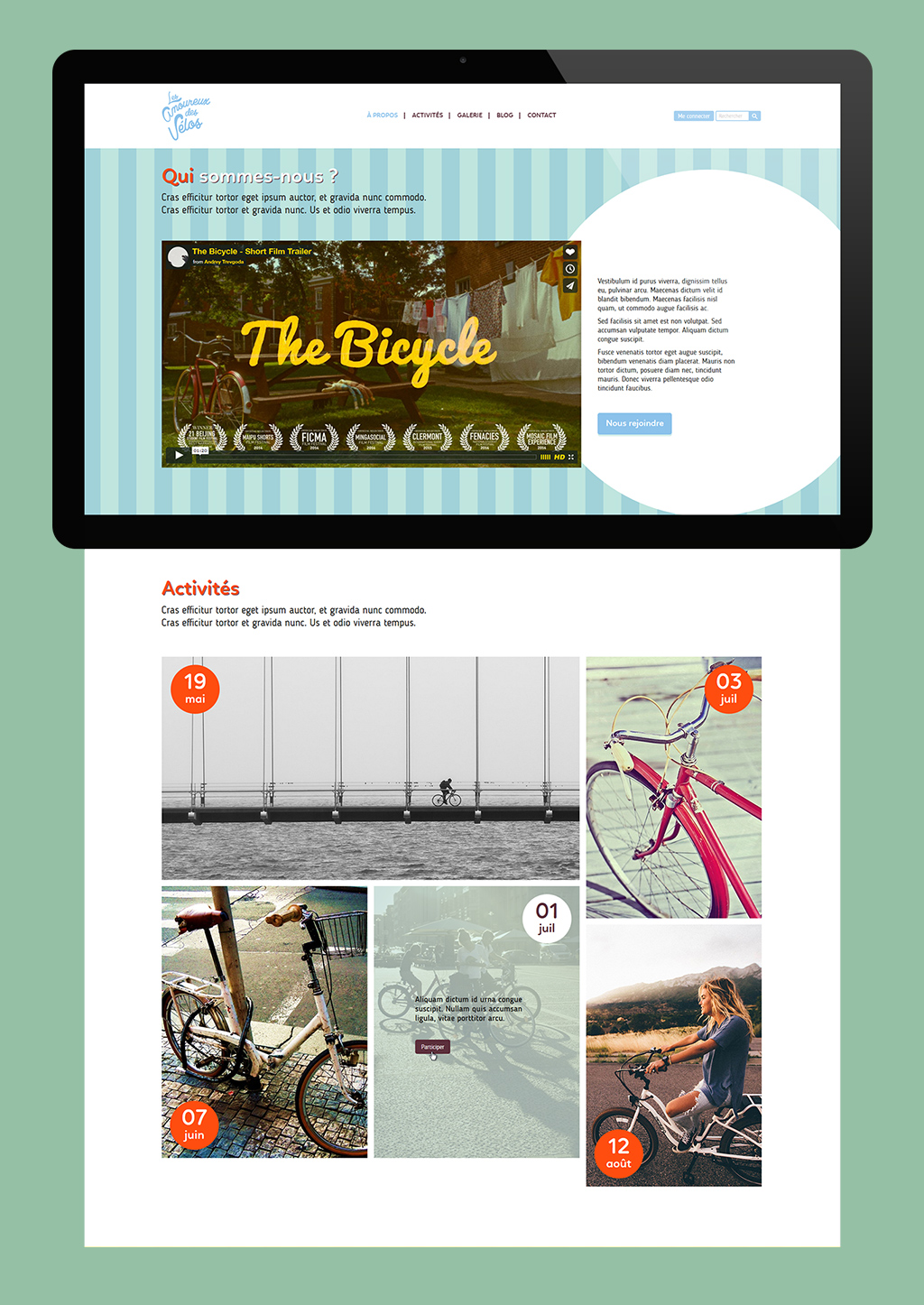 Les amoureux des vélos, website responsive template